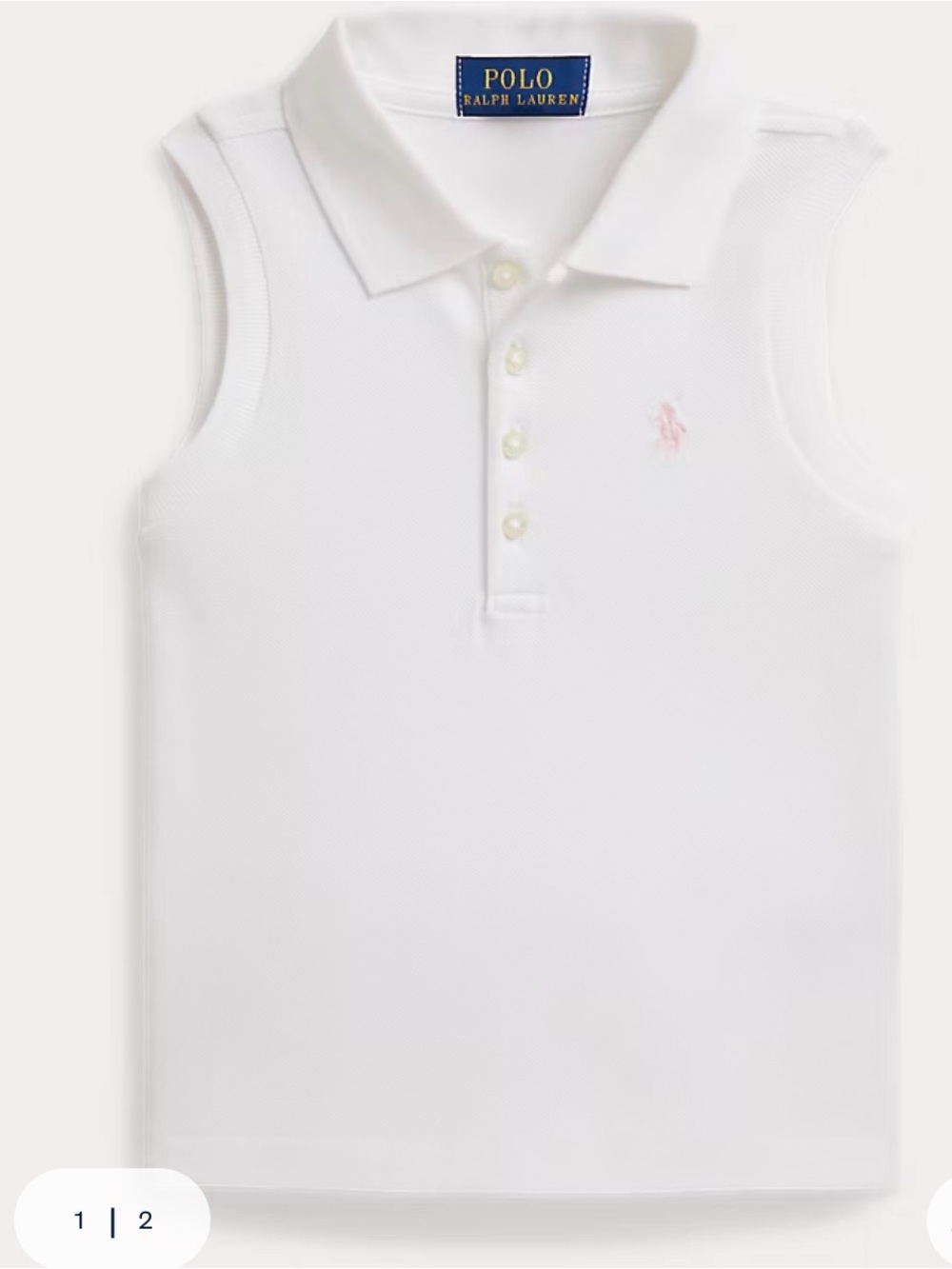 Polo by Ralph Lauren White Sleeveless Polo with Pink Pony
